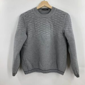 Alpha Studio Women's Raised Knit 100% Wool Long Sleeve Crew Neck Sweater Size S